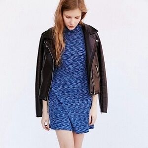 Anthropologie Blue Mock Neck Sleeveless Shift Dress Blue Knit Dress Size Medium